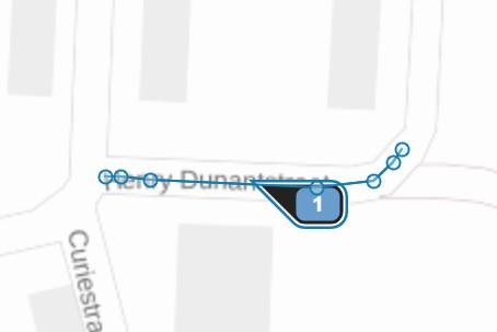 Print screen AERIUS Calculator: ingetekende lijnbron bestaande uit meerdere segmenten