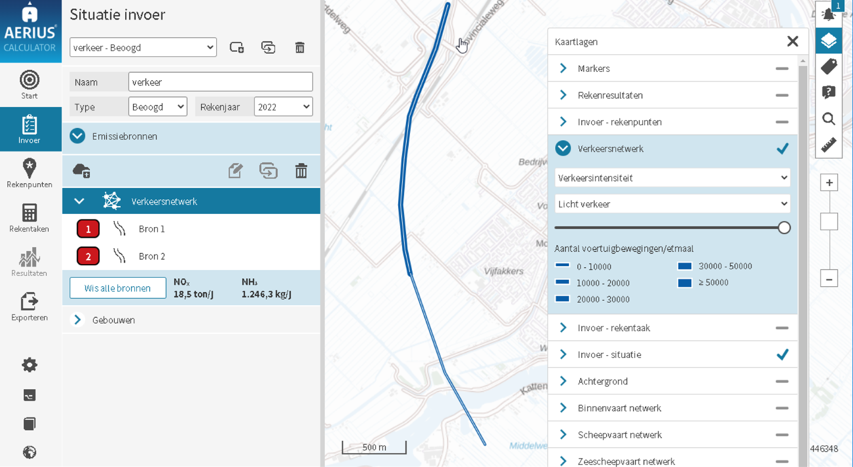 screenshot kaartweergave verkeersintensiteit