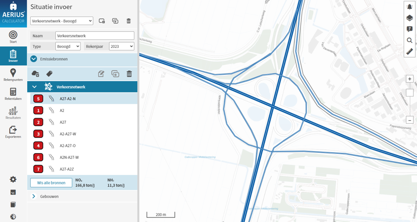 screenshot weergave verkeersnetwerk
